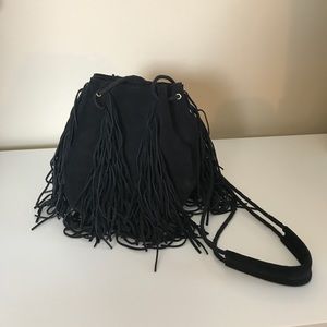 Urban Outfitters Suede Fringe Bucket Bag